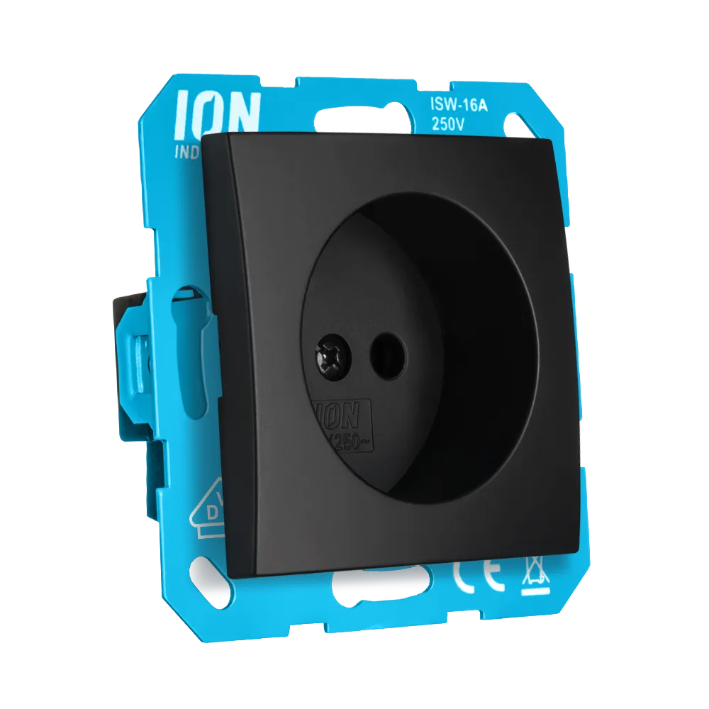 Wandcontactdoos zonder RA met Aanraakbeveiliging E1 Mat Zwart