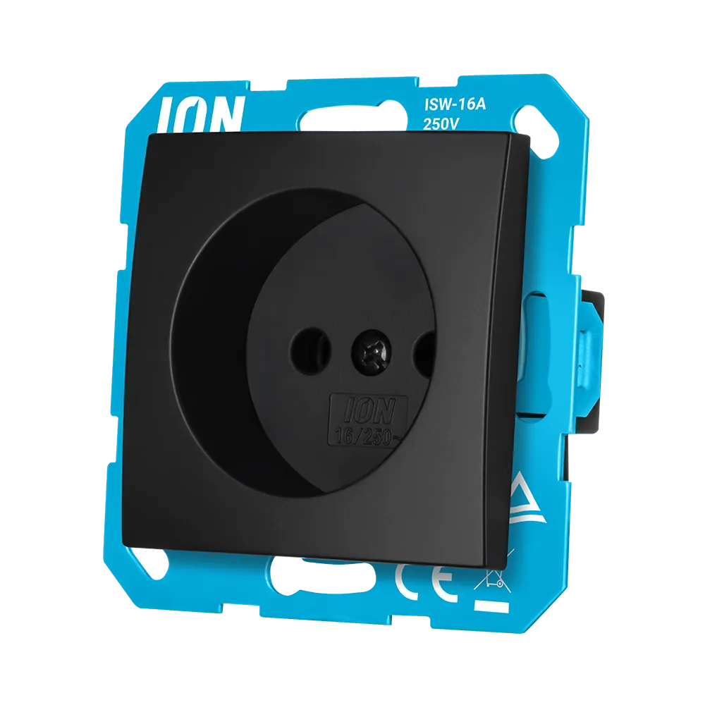 Wandcontactdoos zonder RA met Aanraakbeveiliging E1 Mat Zwart